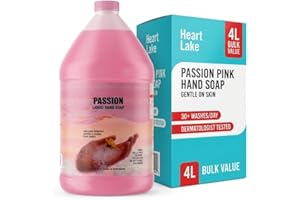 Heart Lake Passion Pink Hand Soap, 4L Bulk Moisturizing Gentle Liquid Hand Wash, Fresh Scent, All Skin Types, Dermatologist T