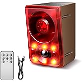 Solar Outdoor Motion Sensor Alarm, Dog Barking&amp;Gunshot Sound,130db Loud | Support Recording,13 Kinds of Sound and Strobe Light to Deter Raccoons, Deer, Skunks, Bears, and Coyotes
