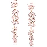 Moiegouct Long Rhinestone Dangle Earrings Sparkly Crystal Teardrop Dangling Earrings for Women Wedding Brides Prom Jewelry