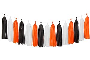 Black-White Orange Halloween Party-Decorations Tassel-Garland - 15pcs Graduation 2025 Supplies Tassels, Birthday Wedding Baby Bridal Shower Decor Panduola