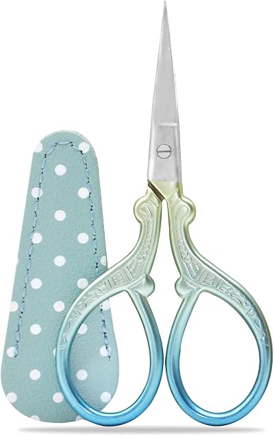 SwirlColor Embroidery Scissors, Stainless Steel for Sewing & Crafts