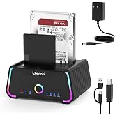 Hard Drive Docking Station , USB C Dual Bay Dock for 2.5/3.5" SATA HDD SSD | Hard Drive Reader Up to 5Gbps, Support UASP Offline Clone Function