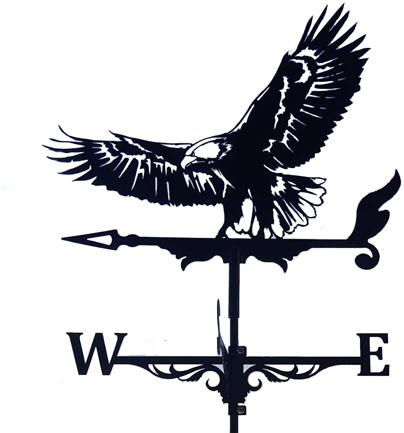 Alnicov Animal Metal Weather Vane,Vintage Black Weather Vane Hollow Wind Direction Indicator for Outdoor Garden Roof Paddock Decoration Weather Vane(Eagle)