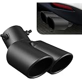 winterrock Dual Exhaust Tips, Stainless Steel Car Muffler Exhausts with Bolt, 2.48" Double Outlet Bending Auto Tail Pipe Muffler Tip, Universal Car Exhaust Pipe Modification Accessories (Black)