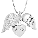 Imrsanl Cremation Jewelry for Ashes Heart Urn Necklace Pendants Ashes for Women Men Family Keepsake Memorial Angel Wing with Charm Heart for Loved Ones