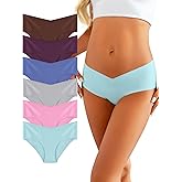 Memouniva Seamless Underwear for Women V-waist No Show Bikini Panties Hipster Soft Stretch Cheeky Invisible Briefs 6 Pack