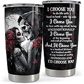 Skull Couple Tumbler 20oz Stainless Steel Insulated Coffee Travel Cup Tumblers Gifts for Wife Husband Boyfriend Girlfriend on Birthday Christmas Valentines Anniversary