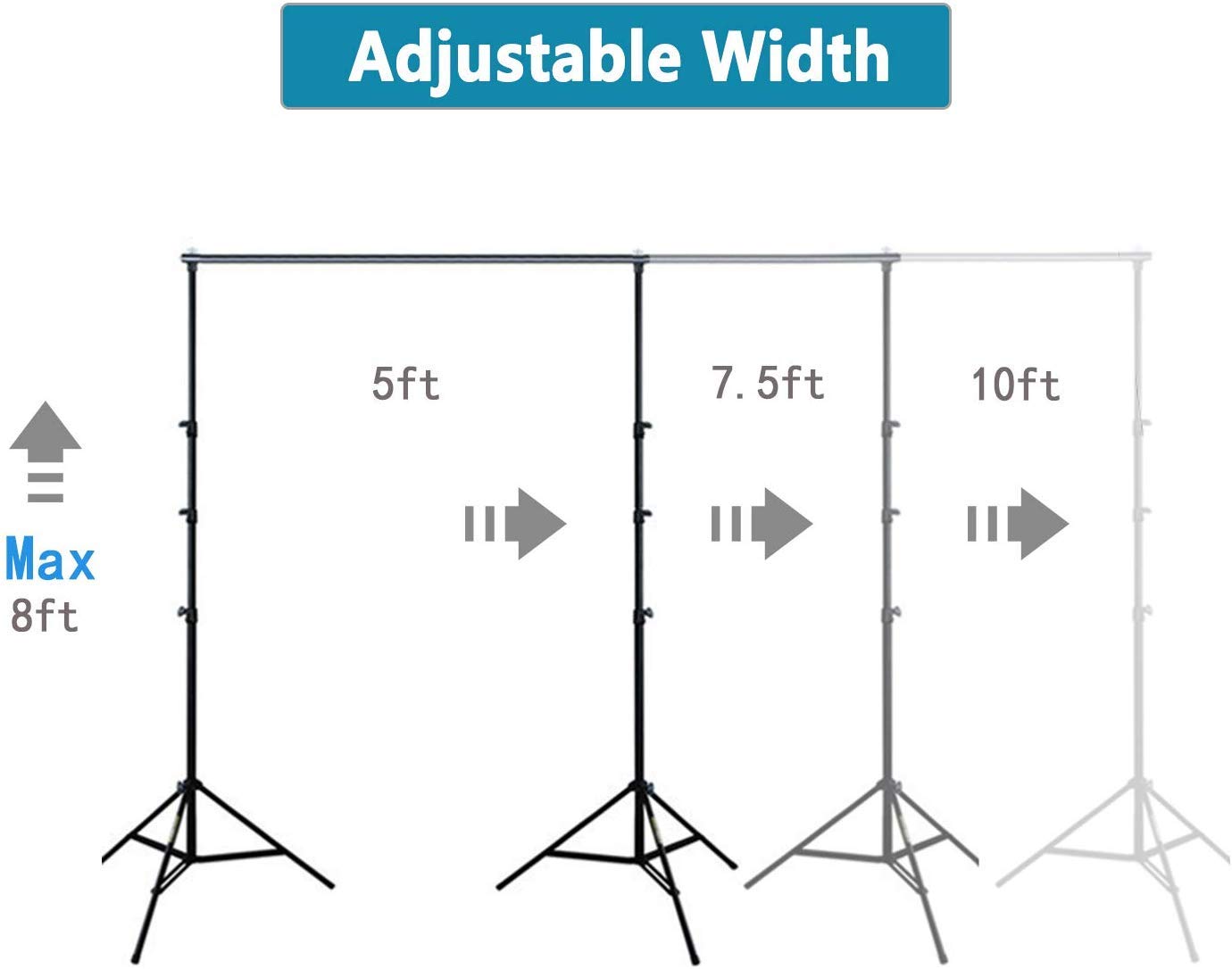 Folong Photo Backdrop Stand,8 x 10ft Video Photography Backdrops Stand and White Photo Backdrop,Adjustable Photo Backdrop Stand Kit Support System with Carry Bag and 3 Clamps