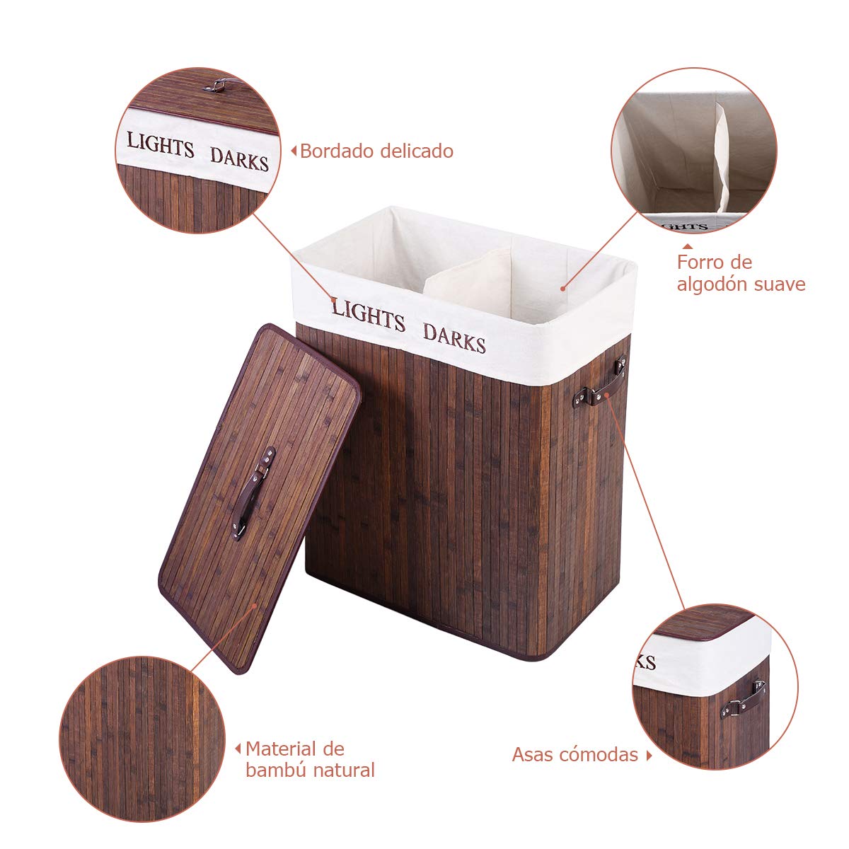 marrón vengaconmigo Cesta para Ropa Sucia 105 L Cesto para la Colada de