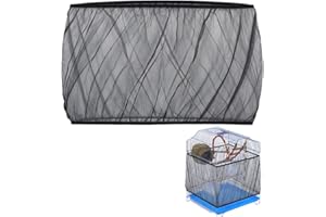 Universal Bird Cage Cover, Elasticity Airy Gauze Guard Net Cover, Seed Feather Catcher, Bird cage Skirt for Round Square Cage
