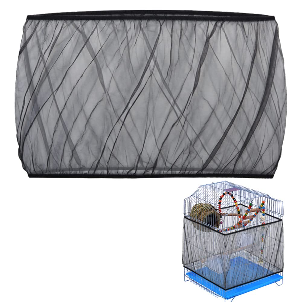 Chihutown Bird Seed Catcher, cage Mesh Guard Netting, Parakeet Cage Skirt for Round/Square Enclosures (black)