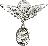 Sterling Silver Baby Badge Guardian Angel Pin with