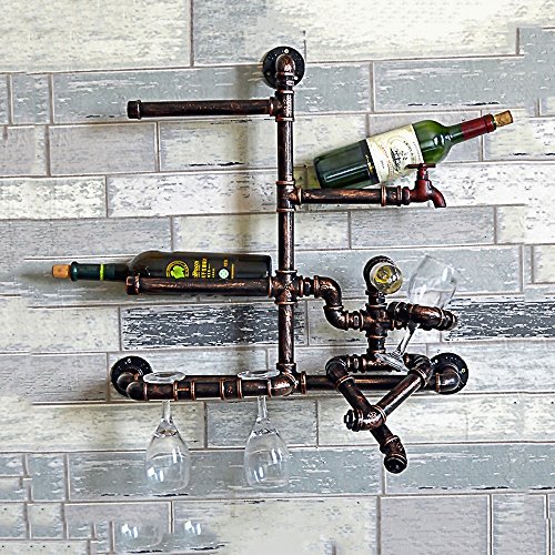 FAZH European Retro Industry Iron Pipe Wall Lamp Creative Home DIY Shelf Wine Rack Punk Steam Wall Light Bar Kitchen Practical Decorative Lighting 60CM 58CM 25CM
