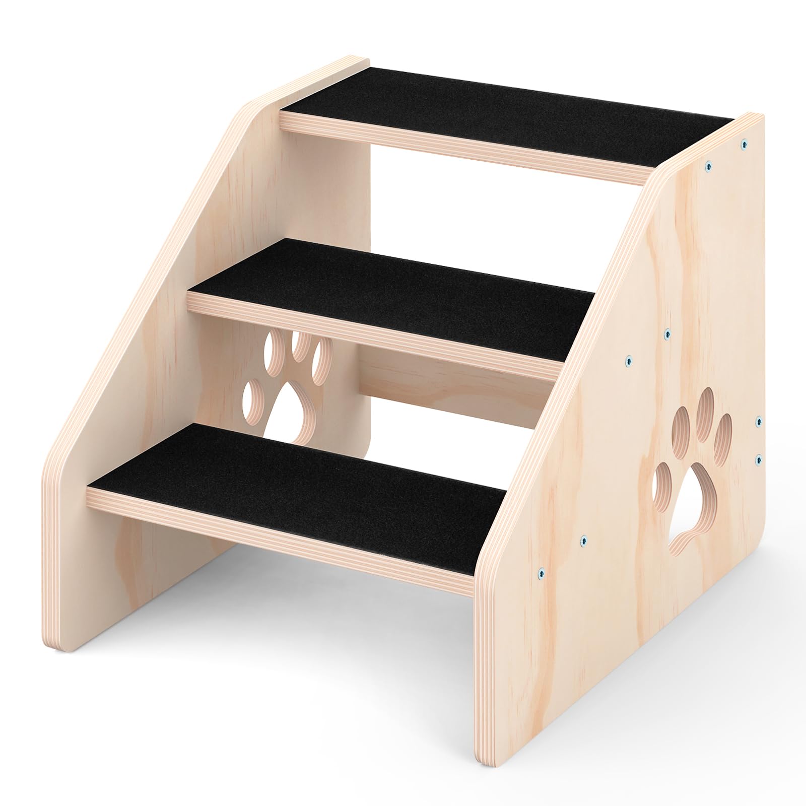 Photo 1 of CozyLazy Dog Stairs, Wooden 3-Step Dog Ramp for Small Medium Large Older Cat, Puppy Essentials Pet Step Ladder for High Bed Couch Car
