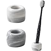 Yundu Mini Ceramics Toothbrush Holders Stand for Bathroom Vanity Countertops,Creative Marble Ceramics Toothbrush Holders Set of 2