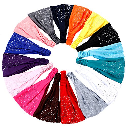 image for YOMXL Women Elastic Turban Diamond Hair Band Headwear Head Wrap Crysta