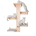 MIUZMORE Cat Wall Shelves, Set of 8-Piece Pine Cat Shelves for Wall, Including Cat Wall Steps and Cat Scratch Mat - Cat Wall Furniture