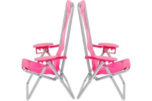 STOBOK 2PCS Mini Dolls House Miniature Folding Beach Chairs Plastic Beach Lounge Chairs Dollhouse Furniture Accessories