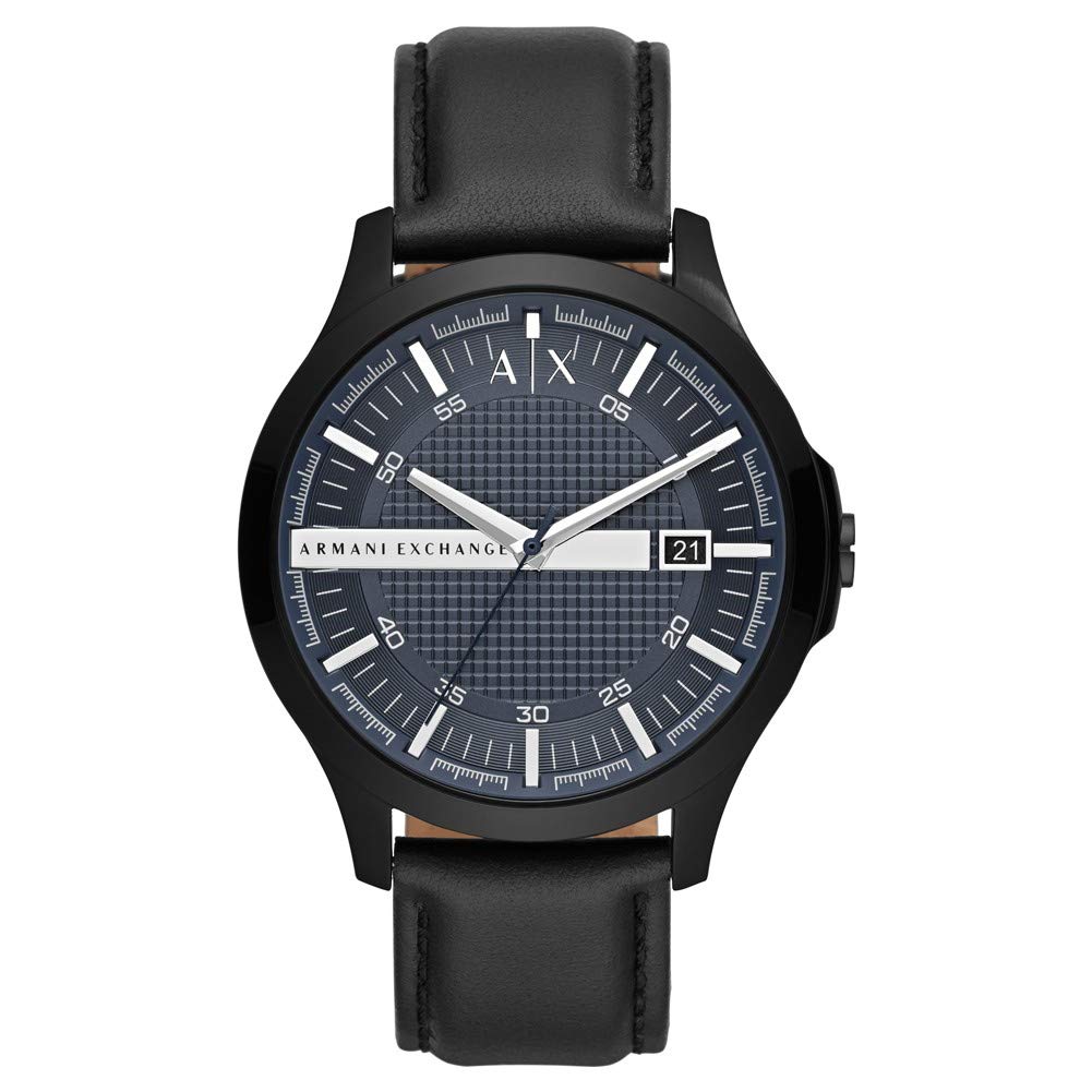 Armani Exchange Watch For Men, Quartz Three hand date movement and 46mm Case Size with Leather strap