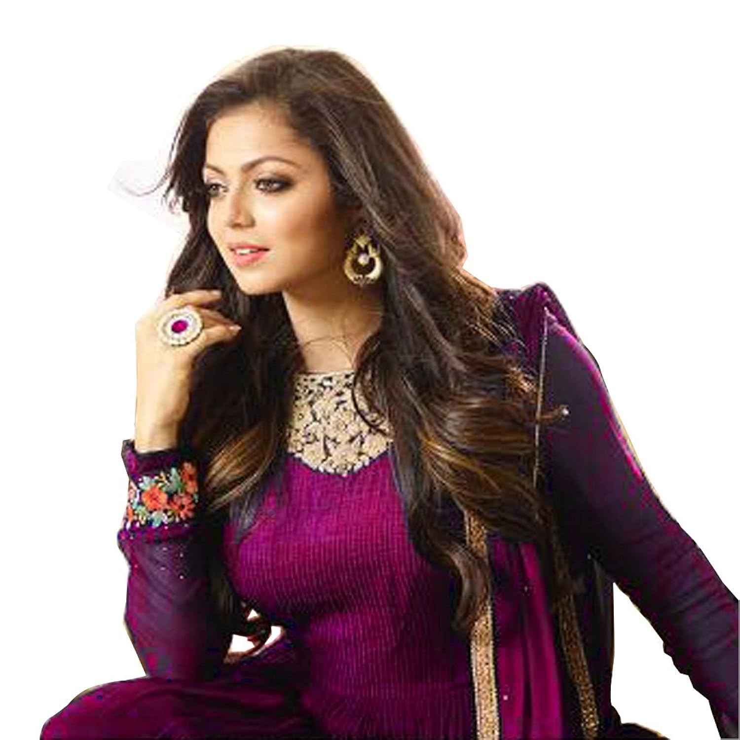 crazy women's georgette anarkali semi-stitched gown (purple_free size)