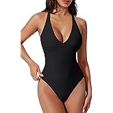 SUUKSESS Women Sexy Low Back One Piece Swimsuit Slimming Tummy Control Bathing Suit