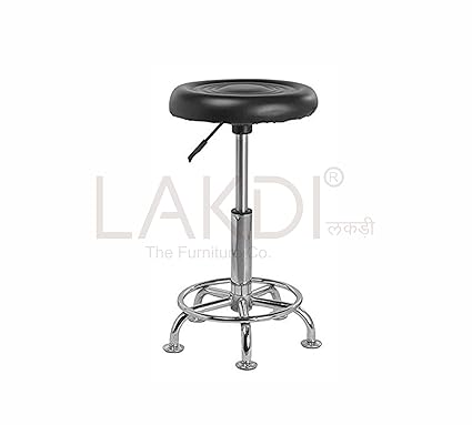 Lakdi Medical Mobile Doctors Consultant Wheels Round Rolling, Dressing Table PU Leatherette Metal Bar Stool Chair