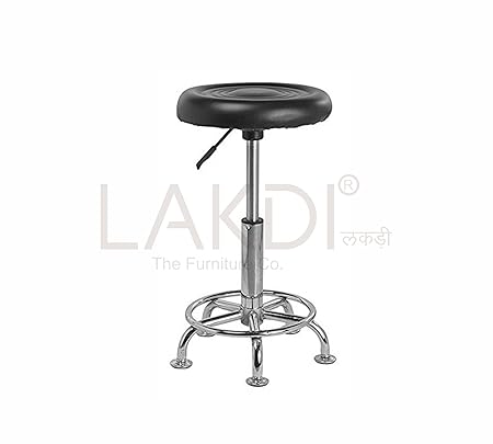 Lakdi Medical Mobile Doctor's Consultant Wheels Round Rolling, Dressing Table PU Leatherette Metal Bar Stool Chair