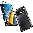 QUIETIP Case Compatible with Redmi Note 13 Pro/Poco X6 5G,Magnetic Body Metal Frame Double Sided Clear Tempered Glass Shockproof with Camera Protection Cover Thin,Black