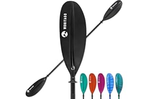 WONITAGO Kayak Paddle with Aluminum Shaft and Reinforced PP Blade, Floating Kayak Oar for Kayaking Canoeing and Boating, 220 cm/86 inches - 230 cm/90 inches