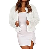 Fisoew Womens Faux Fur Coat Long Sleeve Cropped Fleece Open Front Short Jacket Outerwear