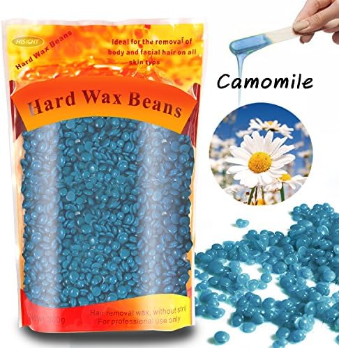 Hard Wax Beans for Painless Hair Removal - Smooth Facial Skin Body Hair Depilatory Wax Beads for Wax Warmer Kit, Brazilian Bikini Waxing Kit, 10.5 Oz Chamomile +10 Wax Applicator Sticks (Chamomile)