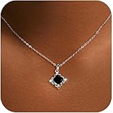 YYDSUNY Dainty Black Onyx Necklace for Women,925 Sterling Silver Black Crystal Birthstone Pendant Neckalce for Mother Daughter 14K Gold Plated Square CZ Gemstone Choker Necklace Jewelry Valentines Gift for Her