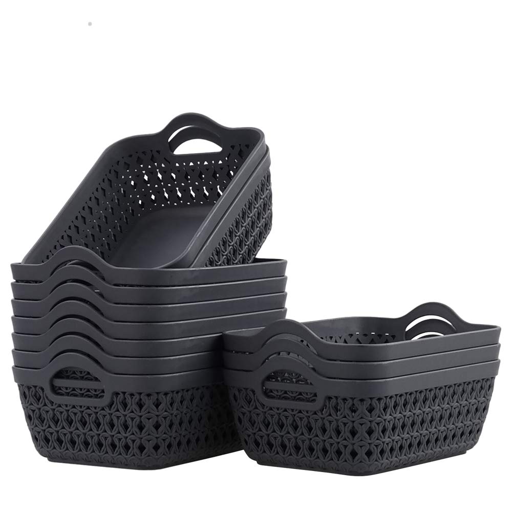 Leendines Grey Mini Basket Trays, 12 Packs Desktop Storage Tray Basket