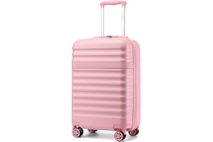 Kono Airline Approved Carry On Luggage, 22x14x9 inches, with TSA Lock, 20 Inch Expandable Lightweight Hardshell Suitcase (Pink, Suitable for 1-3 Days of Travel)