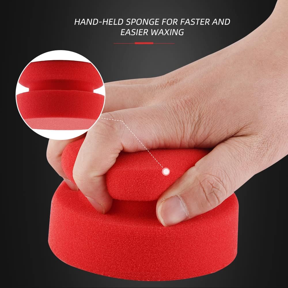 Auto Profi Handpolierschwamm, SPTA 6Pcs Auto Schaum Applicator Pads, 6Pcs runde Form Seite drücken Hand Polierschwamm Pads Kit zum Wachsen Polieren Farbe Keramik Glas Reinigung 5