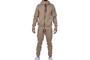 Riflessi Men's Athletic Sports Casual 2 Piece Solid Color Tracksuit Hoodie Jogger Pants Sweatsuit Set