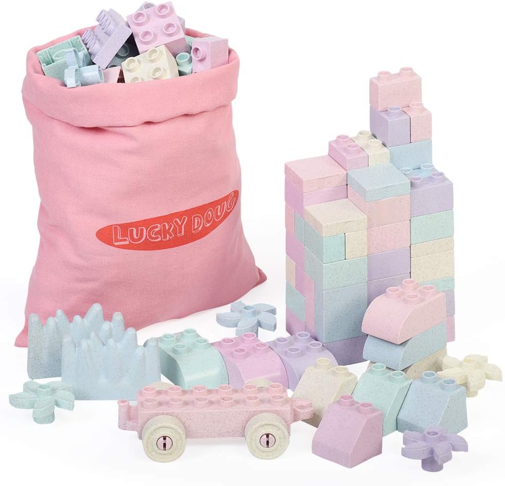 Lucky Doug Building Blocks Set, 72PCS Big Building Blocks Compatible with All Major Brands, STEM Educational Toy Blocks Set for Age 3 +