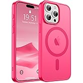 SUPFINE Magnetic for iPhone 15 Pro Max Case (Compatible with MagSafe) (Military Grade Drop Protection) Slim Translucent Matte Shockproof with Anti-Fingerprint Phone Case,Hot Pink