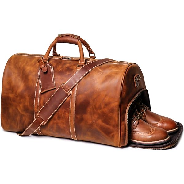 Amazon.com | Leathfocus Leather Travel Duffel Bag, Mens Classic