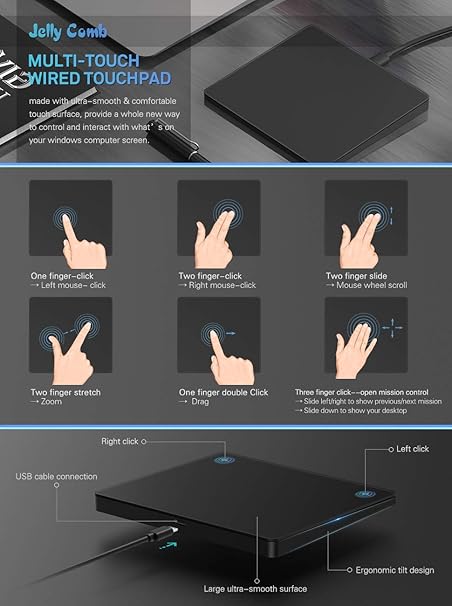 Usb Touchpad Jelly Comb Multi Touch Wired Trackpad Voor Windows 7 En Windows 10 Computer Notebook Pc Laptop Amazon Nl