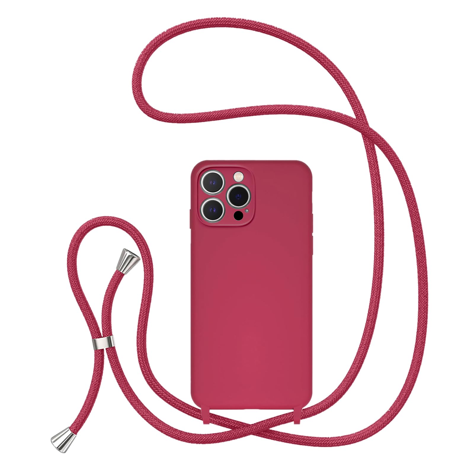 UEEBAI Lanyard Case for iPhone 16 Pro 6.3", Crossbody Liquid Phone Cover Necklace Cord Strap Soft Shockproof Protective Case - Peach