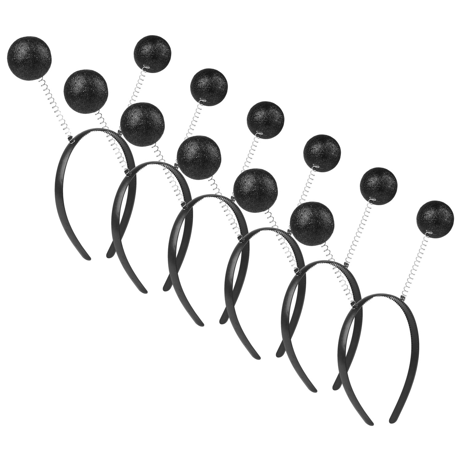 Lezevn 6 Alien Headband Balls Coloured Martian Antenna Boppers Antenna Halloween Christmas Accessories (Black)