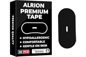 ALRION Sleep Tape, Premium Cotton Tape with Hole, Hypoallergenic Tape for Sensitive Skin, Painless Removal, Latex Free, Black