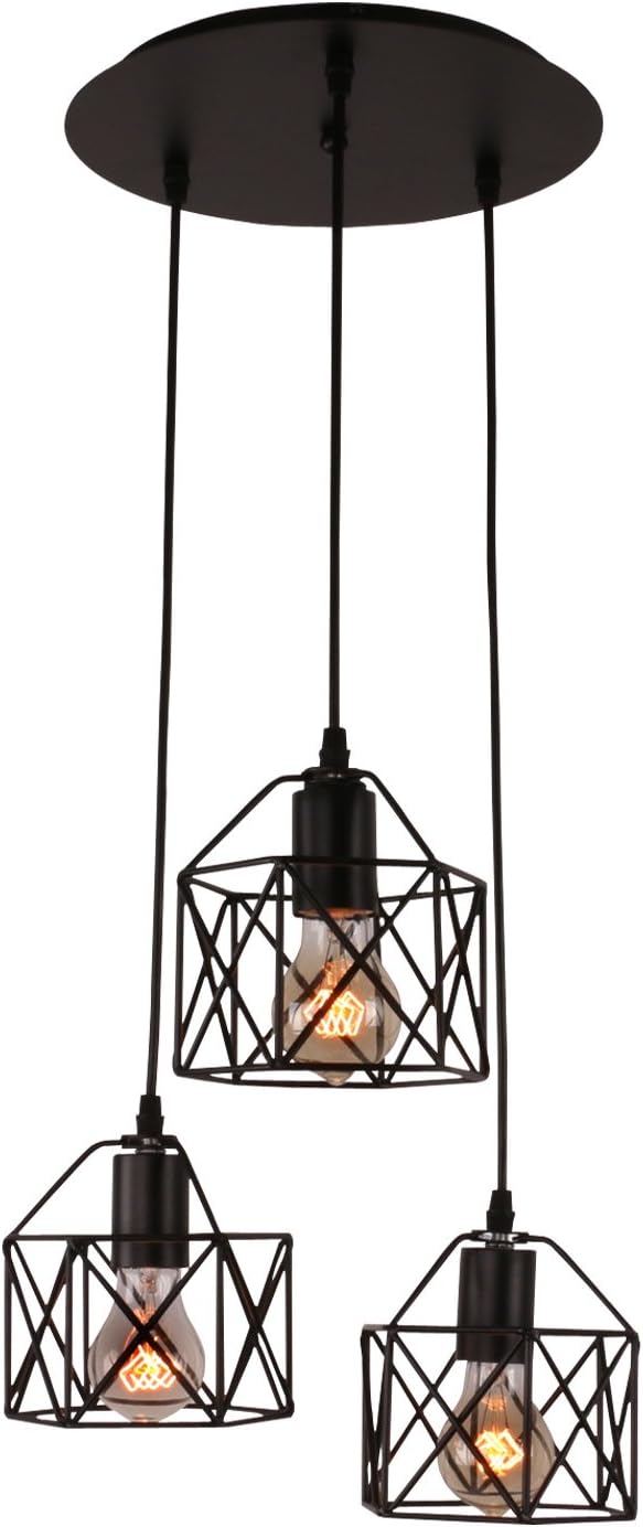 Best Yobo Lighting Antique 3-Lights Chandelier With Wire Cage