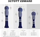Scott Edward Knit Golf Head Covers Set of 4 Driver Fairway Hybrids Blue White view 5