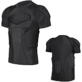 Eicolorte Men Padded Proctective Shirt Pads Chest Rib Protector Padded Football Shirt Protective Gear