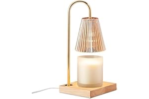 Mikasa Amber Glass Shade Electric Candle Warmer Lamp for Scented Candles, Dimmable Wax Warmer with Adjustable Brightness, 5.9 x 5.9 x 13.8 Inches