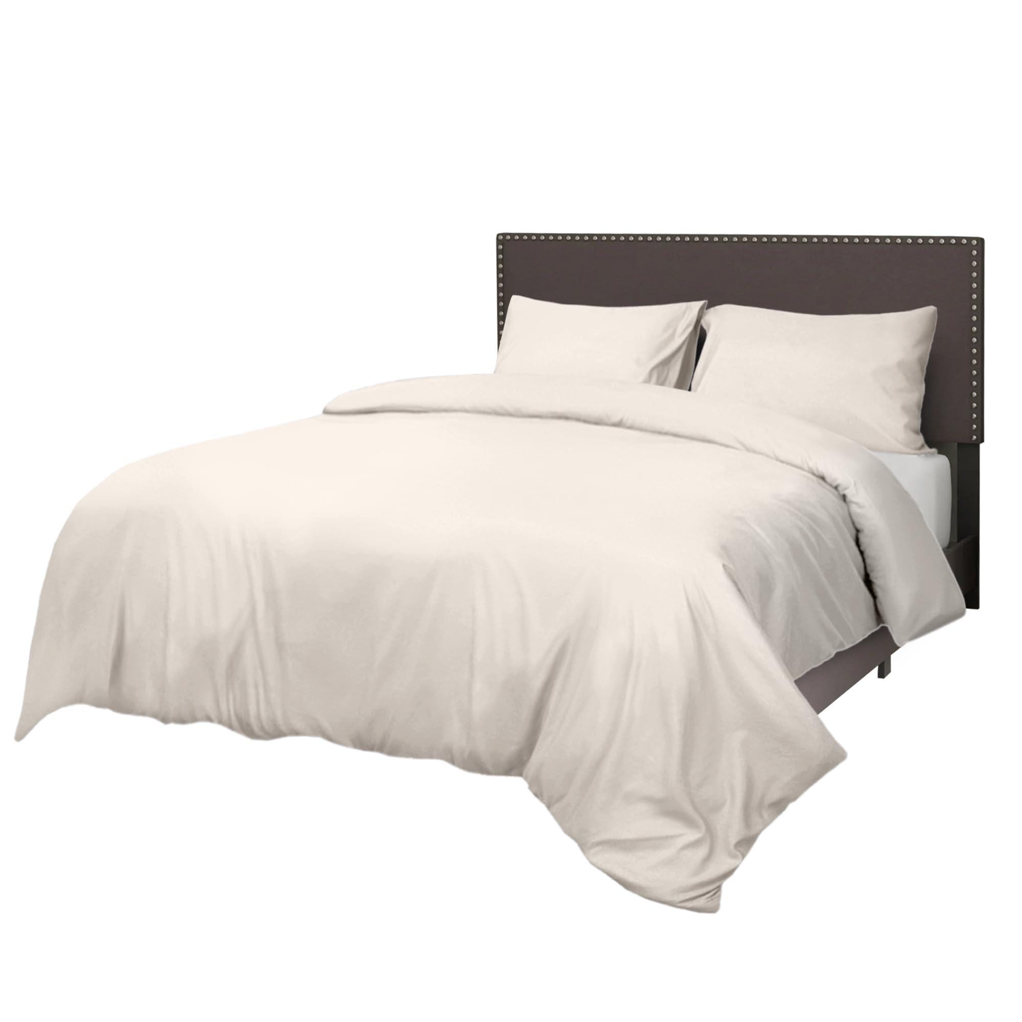 Sapphire Collection Bedding Duvet Cover Soft Brushed Microfibre Duvet Cover with Pillowcases Bedding Quilt Cover Set Wrinkle free (Cream, King)