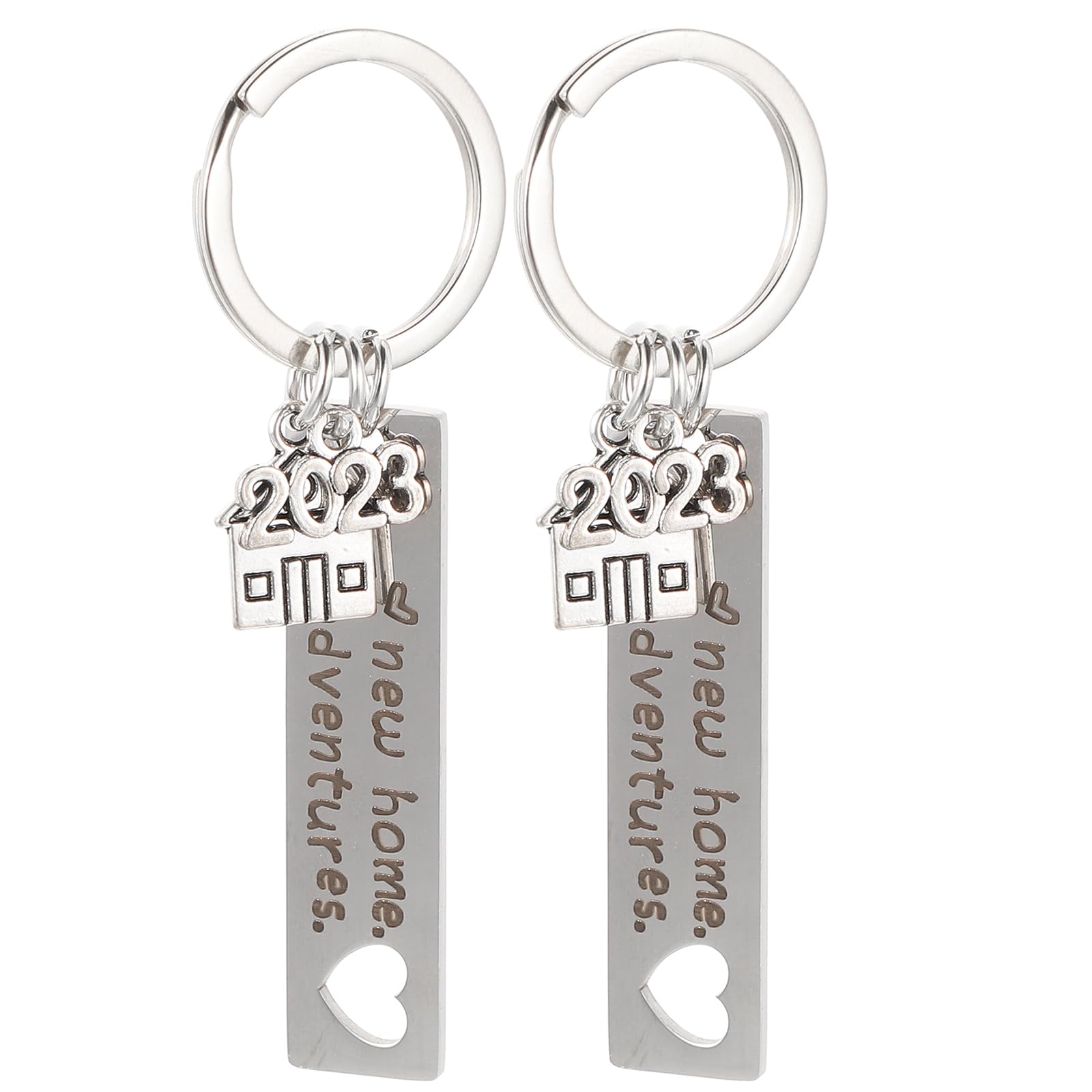 2pcs New Home Keychain 2023 New Home Adventures Couple Keychain Housewarming Key Holder Matching Keyring for Owners