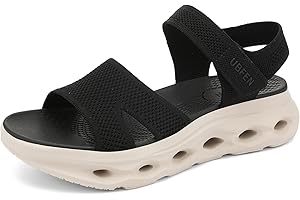 UBFEN Womens Walking Hiking Sandals Comfortable Arch Support Non Slip Adjustable Straps Cushioned Footbed Platform Sport Water Sandals Summer